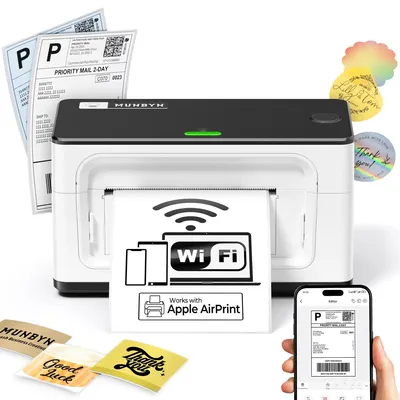 Produktbild von MUNBYN AirPrint Etikettendrucker Wi-Fi WLAN Labeldrucker 4x6 ITPP941AP Weiß