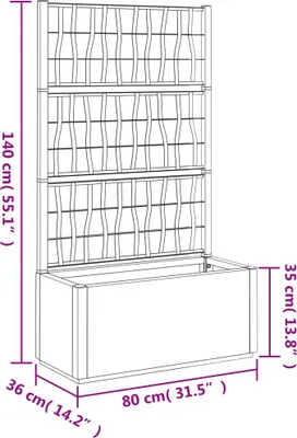 Produktbild von vidaXL Pflanzkübel mit Rankgitter Hellbraun 80x36x140 cm PP