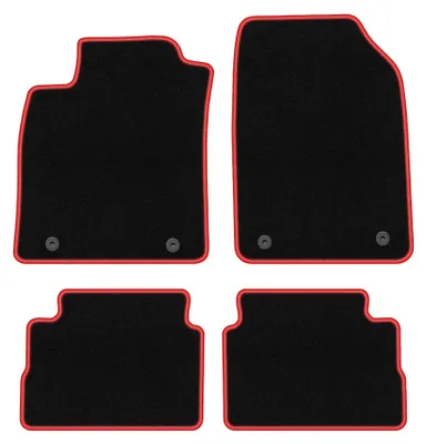 Productafbeelding van Velours automatten voor Opel Vectra C 2002-2008 (liftback/hatchback/sedan) – 4-delig, zwart/rood, op maat – Wielganizator CARLUX