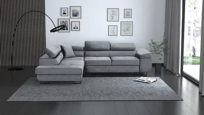Produktbild von L-Förmiges Ecksofa Waldo für Wohnzimmer, gepolstertes Schlafecke mit Bettkasten (Stoff: monolith 85 - hellgrau, Ottomane: links)