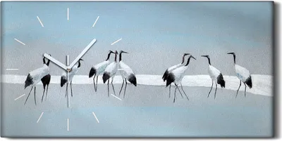Produktbild von Wandbild Leinwand Bilder mit Uhr Geräuschlos 60x30 Malerei Tiere Vögel Kunst - weiße Hände