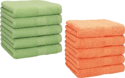 Produktbild von Betz 10 Stück Seiftücher 30x30 cm PREMIUM 100% Baumwolle  Farbe: apfelgrün und orange