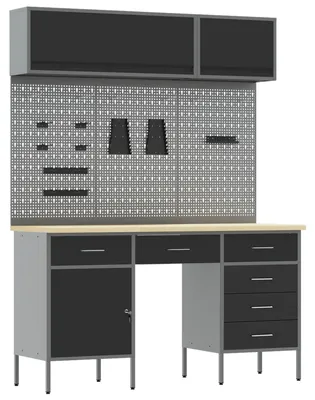 Produktbild von vidaXL Arbeitsschrankset mit Schubladen mit Speicher 8 stk. Schwarz