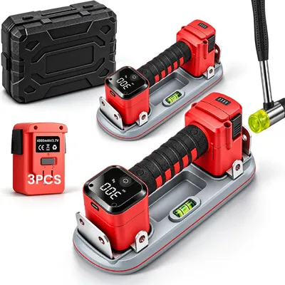 Produktbild von 2 Stück Akku Saugheber mit 3×4,0Ah Akku, LCD Anzeige, 300KG Tragkraft, 26x10 cm Elektrischer Saugnapf Vakuumheber Glassauger für Fliesen, Glas, Marmor