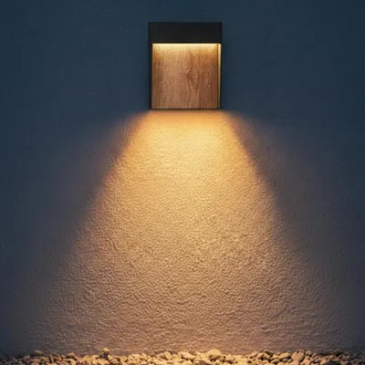 Immagine prodotto di Flatt Applique LED 14W IP65 alluminio effetto legno antracite/marrone Colore luce commutabile