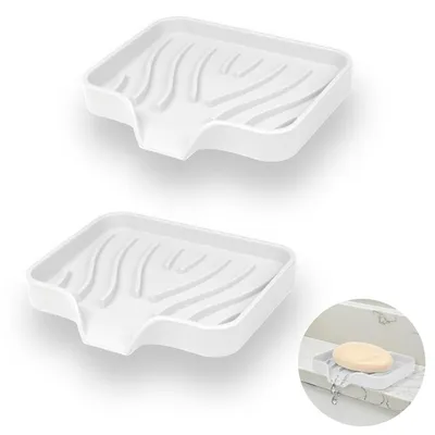 Immagine prodotto di 2 portasapone in silicone con scarico, colore bianco