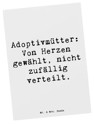 Produktbild von Mr. & Mrs. Panda Postkarte Spruch Adoptivmutter Liebe - Weiß - Geschenk, Freude, Ansichtskarte, Familienliebe, persönliche Erinnerungen, einzelkarte, Postkarten, Adoption