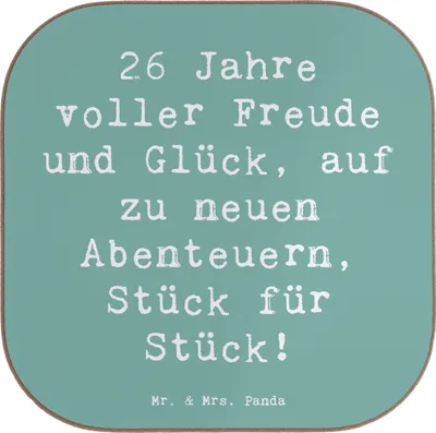 Produktbild von Mr. & Mrs. Panda Untersetzer für Gläser Spruch 26. Geburtstag Abenteuer - Meeresbrise - Geschenk, gläseruntersetzer, Geburtstagsgeschenk, Coaster, Happy Birthday, neue