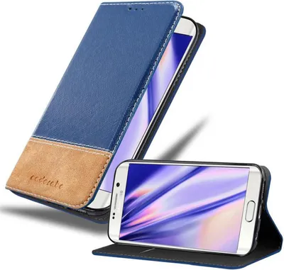 Obrázek produktu pro Cadorabo pouzdro pro Samsung Galaxy S6 EDGE Protective Cover in Blue SHandy Cover Book Case Etui z umělé kůže