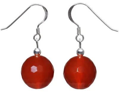 Produktbild von Ohrringe Ohrhänger Karneol & 925 Silber Kugel braun-orange facettiert Ohrschmuck