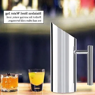 Immagine prodotto di Caraffa in acciaio inossidabile da 1 litro con portacenere per il ghiaccio - Grande caraffa per bevande fredde, ideale per la casa e gli hotel, resistente ed elegante.