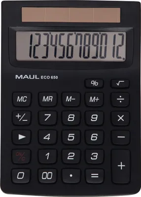 Obrázok produktu pre Stolná kalkulačka MAUL ECO 650 LCD displej 1 riadok, 12 číslic Solárna 14,5 x 10,4 x 3,3 cm čierna