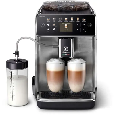 Produktbild von Saeco GranAroma Kaffeevollautomat, 16 Kaffeespezialitäten, 6 Profile, TFT-Display, Metall, Schwarz (SM6585/00)