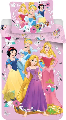 Produktbild von Sada ložního prádla Disney Princess Pink 140 x 200 cm přikrývka + 70 x 90 cm polštář, 100% bavlna, na zip