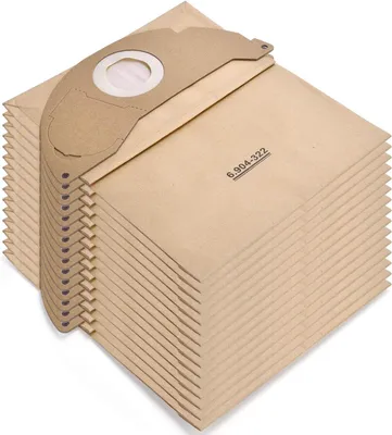 Produktbild von Rebirthcare 15 Stück 6.904-322.0 Staubsaugerbeutel für Kärcher WD2 Beutel Filtertüten WD2 Premium MV2 WD 2.200 bis WD 2.550 Papier Filterbeutel A2004 A2054 A2099 Paperbags Müllbeutel Staubsaugertüten