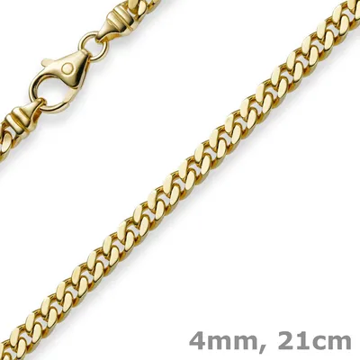Produktbild von 4mm Panzerarmband Armband Armkette 750 Gold Gelbgold 21cm Uni Goldarmband