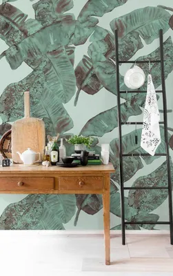 Produktbild von Coloray Fototapete 290x290 cm Vlies-Fototapete - Botanische böhmische abstrakte Blätter Vintage