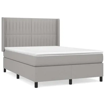Produktbild von Boxspringbett mit Matratze Hellgrau 140x190 cm Stoff