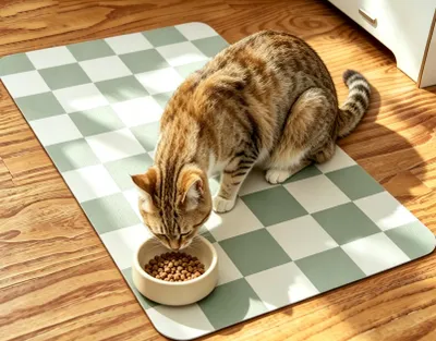 Produktbild von Napfunterlage Hund Katzen 30x50cm, Grün Futtermatte für Hunde und Katzen,Futternapf Unterlage Rutschfeste Katzennapf Hundenapf Matte,Futterunterlage