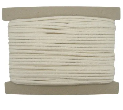 25 m Docht / Lampendocht / Baumwolldocht / Runddocht 4 mm geflochten