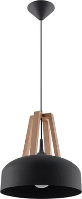 Produktbild von Pendelleuchte, Stahl schwarz, Holz natur, 30 cm