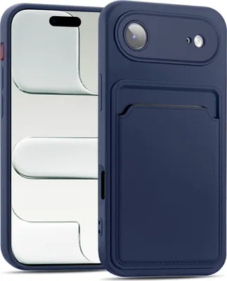 Image de Étui pour téléphone portable iPhone Air Étui en silicone Étui de protection avec compartiment pour cartes Slim Cover, bleu