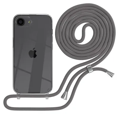 Produktbild von EAZY CASE Handykette mit Hülle für Apple iPhone 16e Backcover Handykette, zum Umhängen in Dunkelgrau