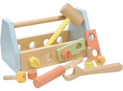 Image de SpielMaus : Boîte à outils en bois, jouet pour enfant, 11 pièces