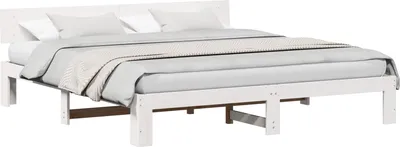 Immagine prodotto di vidaXL Struttura letto con testata bianca 200 x 200 cm in legno di pino massiccio