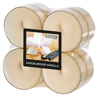 Produktbild von 48 "Flavour by GALA" Maxi Duftlichte Ø 59 mm · 24 mm elfenbein - Sandalwood-Vanilla in Polycarbonathülle
