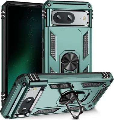 Produktbild von Mobigear Armor Ring Google Pixel 8a Hülle Hardcase Backcover Stoßfest mit Ringhalter - Dunkelgrün