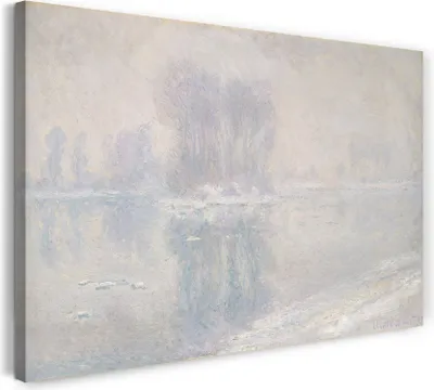 Produktbild von Leinwandbild (100x70cm): Claude Monet - Eisschollen (1893), echter Holz-Keilrahmen inkl. Aufhänger, handgefertigt in Deutschland