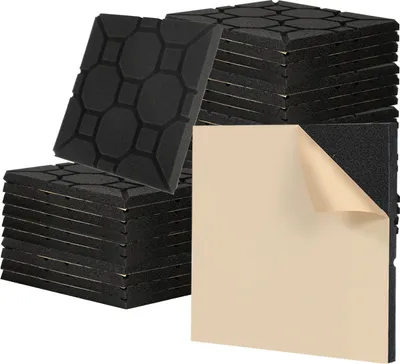 Immagine prodotto di Bettizia 24 pezzi schiuma acustica tappetini in schiuma acustica quadrati 30 x 30 x 2,5 cm tappetini di isolamento acustico per piastrelle in schiuma efficace nero
