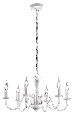 Imagen del producto de Lámpara colgante de metal con acabado blanco, con 6 enchufes E14 (máximo 40 W), diseño moderno y ajustable, diámetro de 67 cm - Perenz