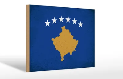 Produktbild von Holzschild Flagge Kosovo 30x20cm Flag of Kosovo Vintage