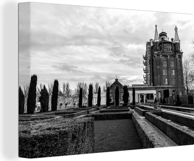 Zdjęcie produktu dla OneMillionCanvasses® - Obraz na płótnie - 140x90 cm, Zdjęcie Villa Augusta w Dordrechcie - czarno-białe, Dekoracja ścienna z grafiką ścienną