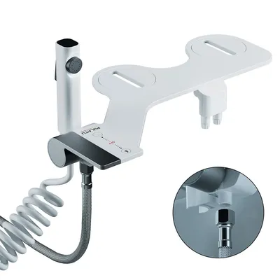 Produktbild von 3-in-1 Bidet Aufsatz mit Handbrause – Nicht-elektrisches Kaltwasser-Bidet | Doppeldüse für Intim & Anal | Druckregelung