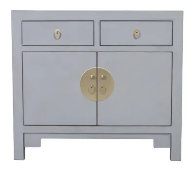 Produktbild von Fine Asianliving Chinesischer Schrank Pastellgrau - Orientique Kollektion B90xT40xH80cm Chinesischer Schrank Chinesischer Hochzeitsschrank Orientalische Möbel Asiatische