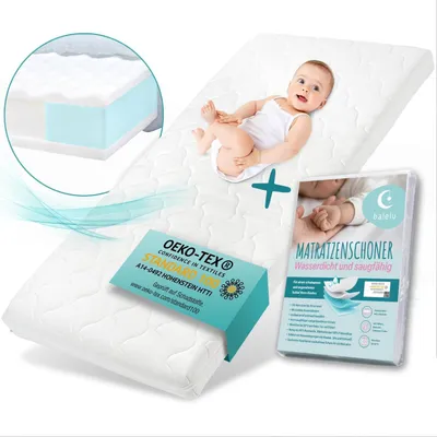 Produktbild von Sun Garden Babymatratze 60x120 cm | 70x140 cm mit Trittkante Baby Matratze für Babybett, Bezug bis 60°C Grad waschbar