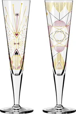 Produktbild von Dekomiro Ritzenhoff Goldnacht Champagner 2er Set 25 + 26 mit Glasreinigungstuch
