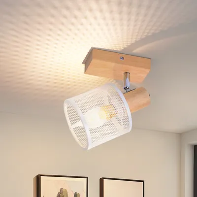 Produktbild von ZMH Deckenstrahler 1 Flammig Deckenleuchte Vintage LED Holz Deckenspot Schwenkbar E14 Wandstrahler für Schlafzimmer Flur Küche Spot Ohne Leuchtmittel