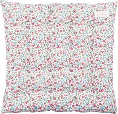 Produktbild von Greengate Sitzkissen LOUISA Weiß mit Blumen Muster 40x40 Stuhlkissen Sitzauflage