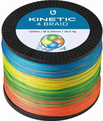 Produktbild von Kinetic 4-Braid Multi Colour - 1200m geflochtene Schnur, Durchmesser:0.35mm, Tragkraft:28.3kg