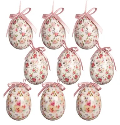 Produktbild von Clayre & Eef Ostern Anhänger Satz von 9 Ø 5x8 cm Weiß Kunststoff