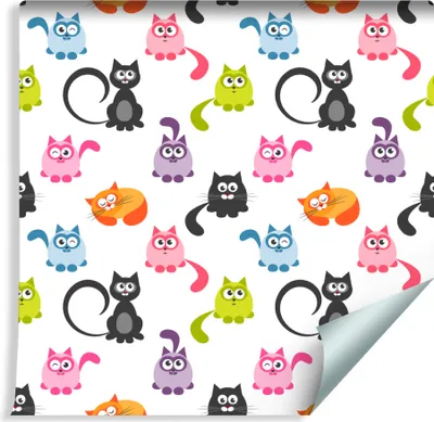 Produktbild von 10m VLIES TAPETE Rolle Kinderzimmer Tiere Bunte Frühliche Katzen Natur XXL