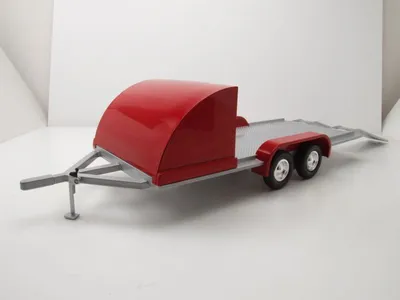 Zdjęcie produktu dla Auto World 1167 – Laweta do przewozu samochodów, dwuosiowa, srebrno-czerwona, skala 1:18