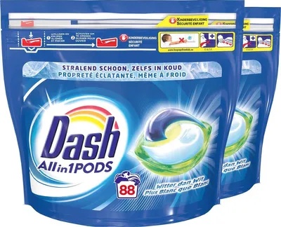 Produktbild von Dash All-in-1-Waschmittelkapseln, normal, weiß – 2 x 44 Waschgänge – Rabattpaket