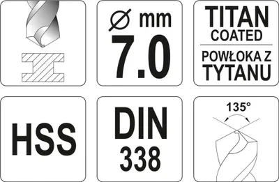 Produktbild von YATO Metallspiralbohrer YT-44656 7mm 109mm Schnellarbeitsstahl