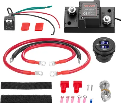 Produktbild von VEVOR Doppelbatterie Trennrelais Kit, 12 V, 80 A, VSR-spannungsempfindliches Relais mit Voltmeter, LCD-Bildschirm, Batterie-Trennschalter, kompatibel mit Blei-Säure-Batterien, für UTV, ATV