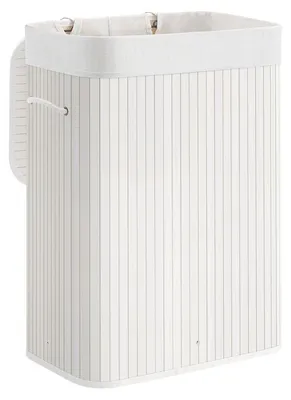 Produktbild von Wäschekorb aus Bambus – faltbar – Weiß – 40 x 30 x 60 cm